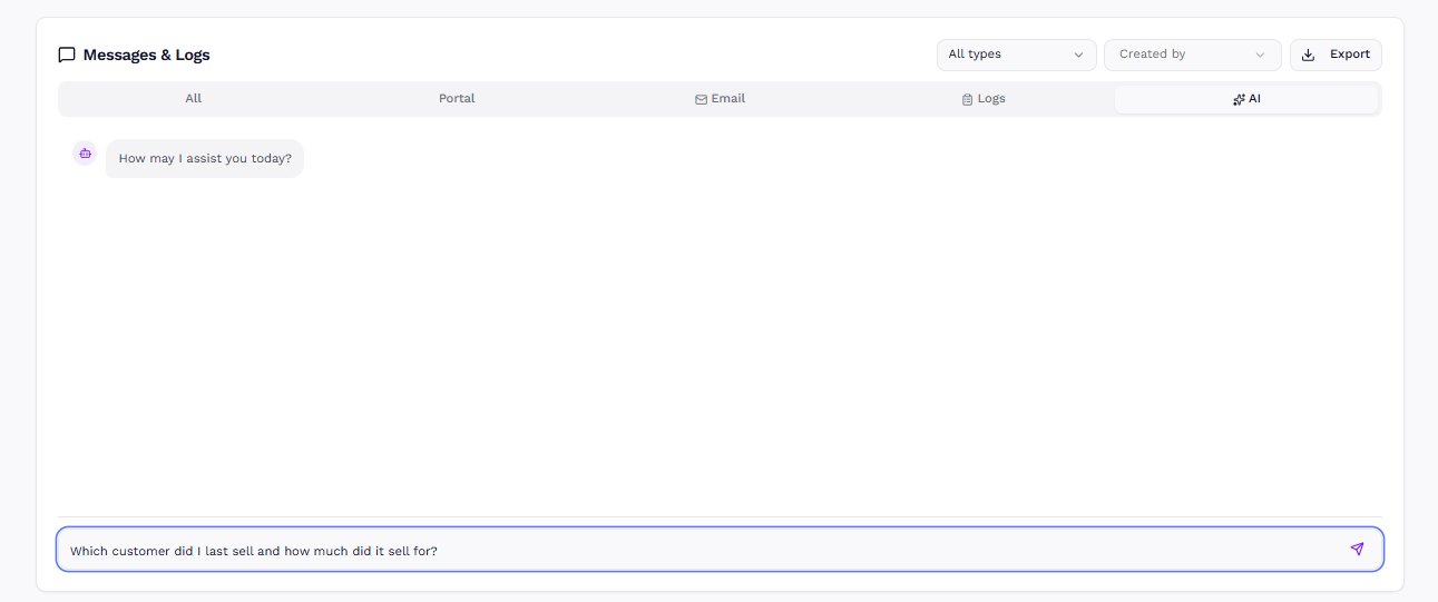AI chat assistant answering business questions in real time